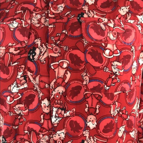 🔥SOLD! 90s Flamehead US Button Front Shirt Cartoo - Picture 2 of 7